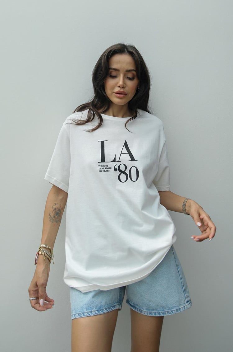 La'80 Baskılı Ekru Tişört