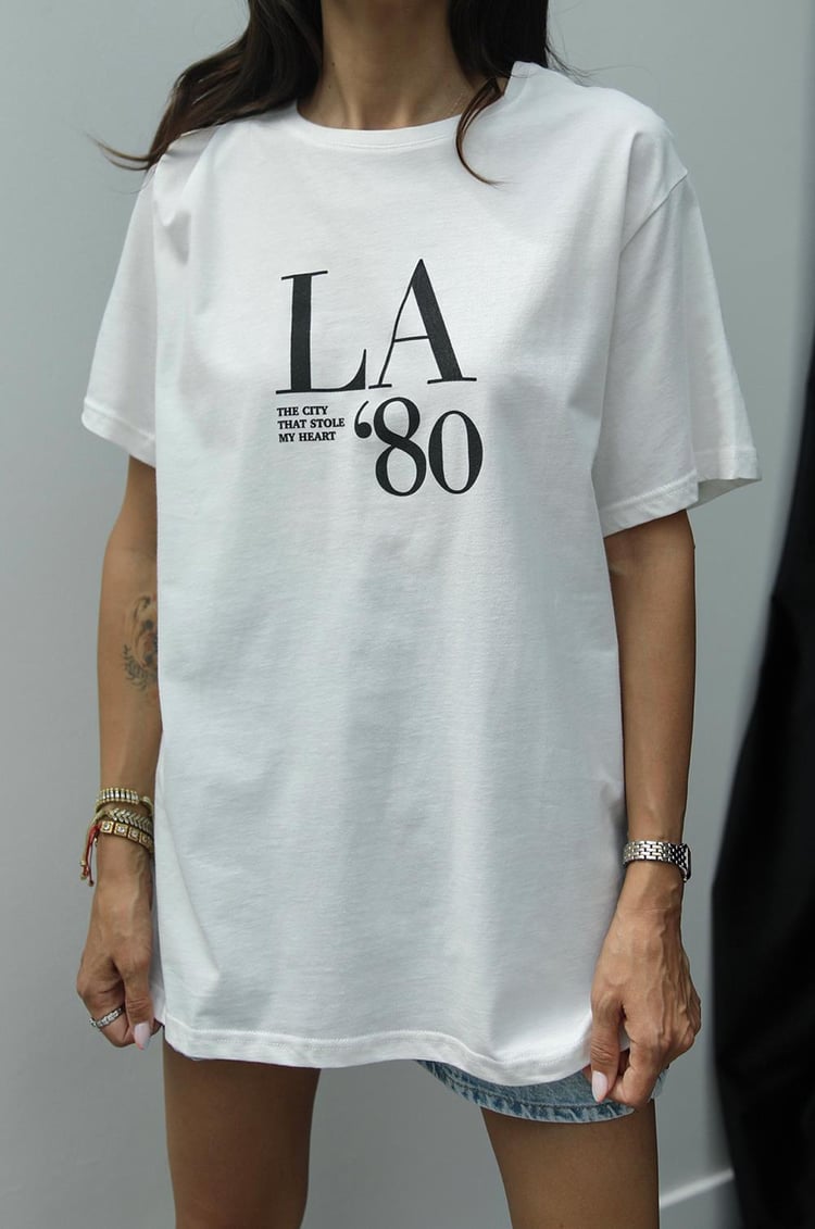 La'80 Baskılı Ekru Tişört