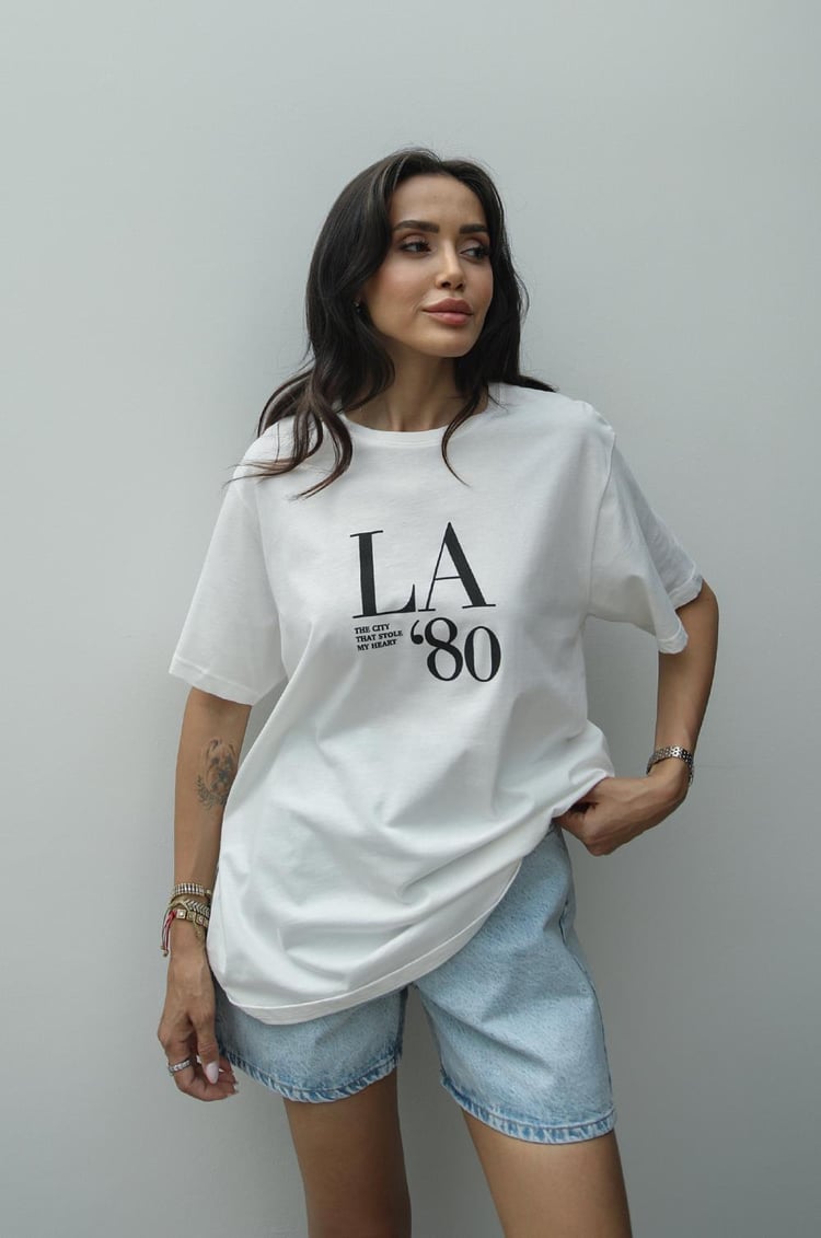 La'80 Baskılı Ekru Tişört