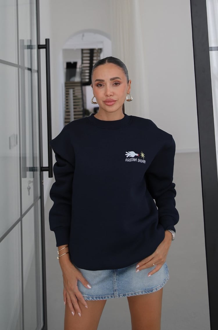 Lacivert Agustina Shuan Baskılı Sweatshirt