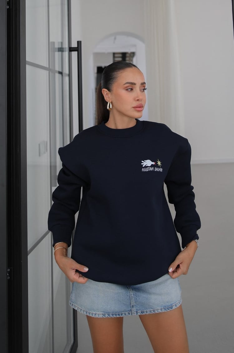 Lacivert Agustina Shuan Baskılı Sweatshirt