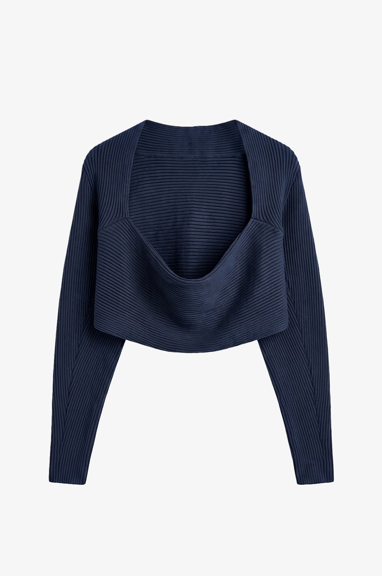Lacivert Boğazlı Bluz Bolero Triko Takım
