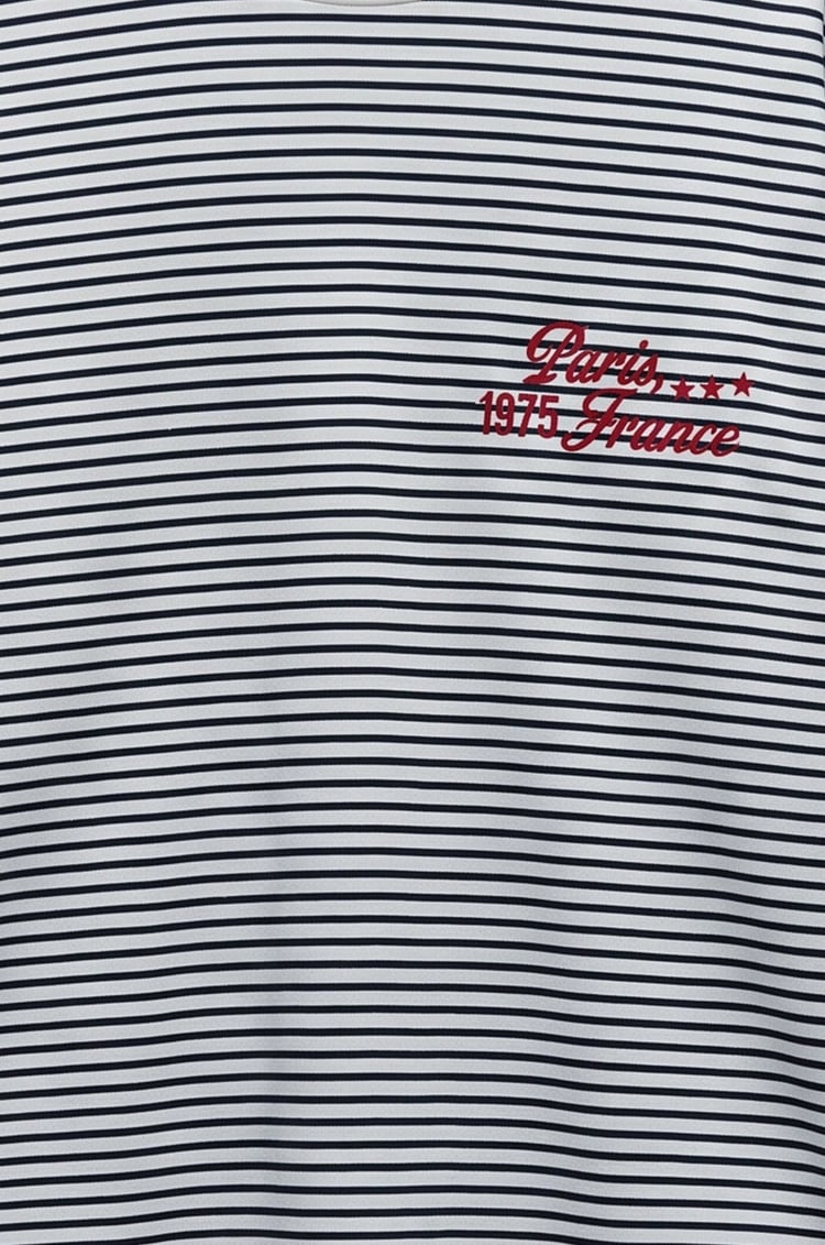 Lacivert Çizgili Paris France Baskılı Sweatshirt