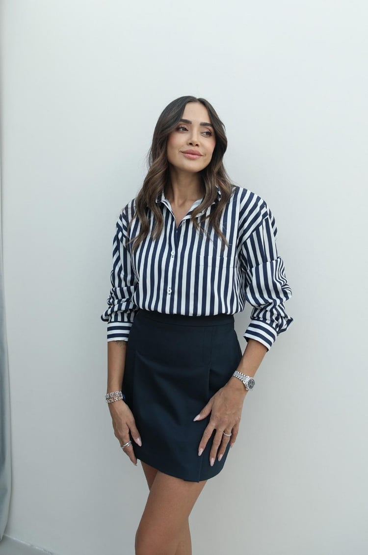 Lacivert Çizgili Premium Gömlek