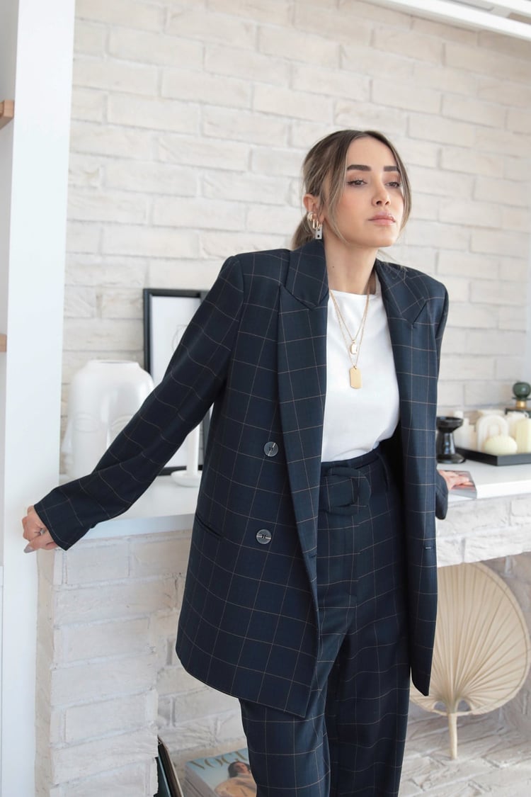 Lacivert Ekoseli Premium Takım