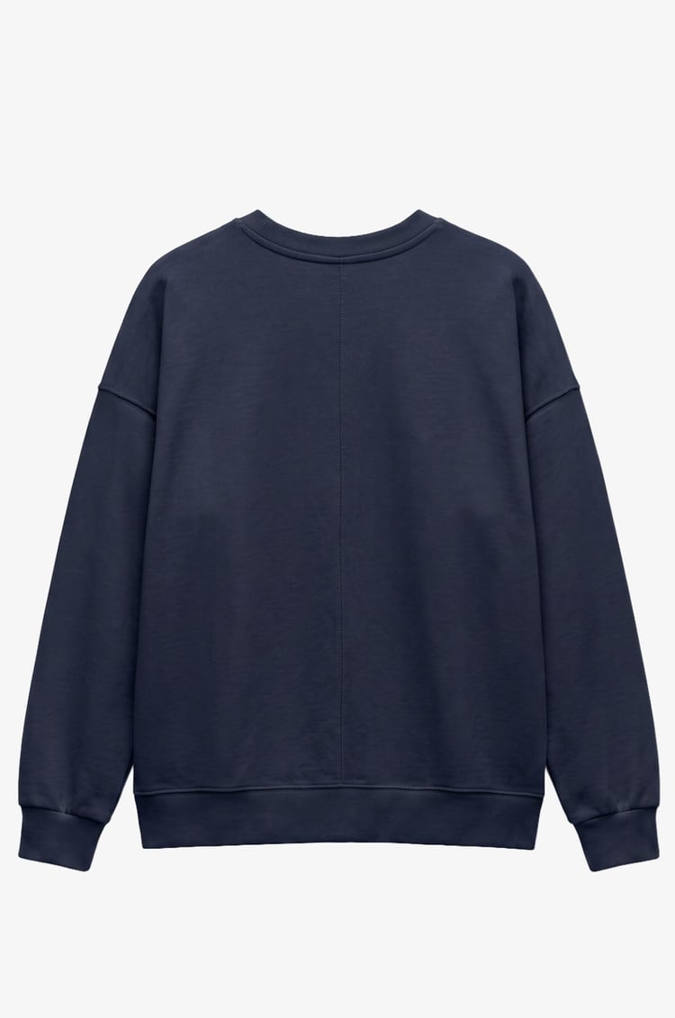 Lacivert Göğüsü Mini Taşlı Sweatshirt