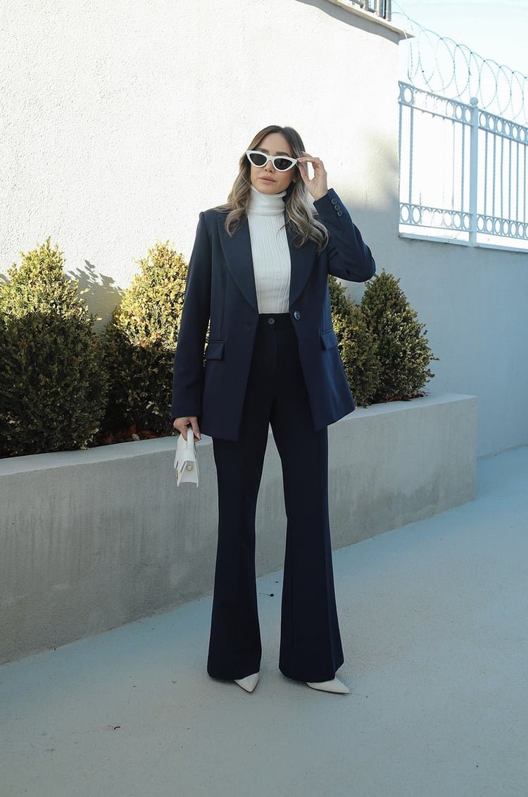 Lacivert İspanyol Pantolon Blazer Premium Takım