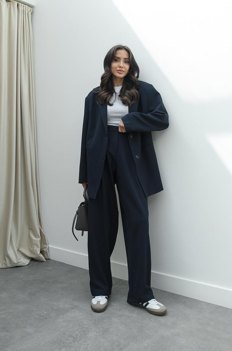 Lacivert Keila Vatkalı Blazer Ceket