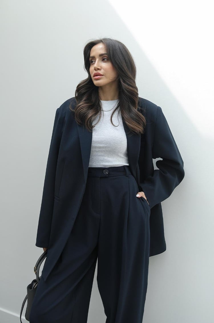 Lacivert Keila Vatkalı Blazer Ceket