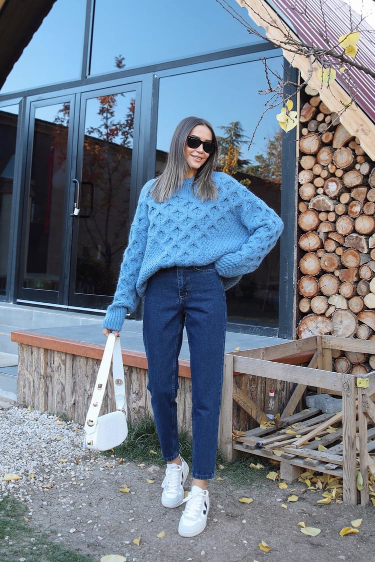 Lacivert Mom Jean
