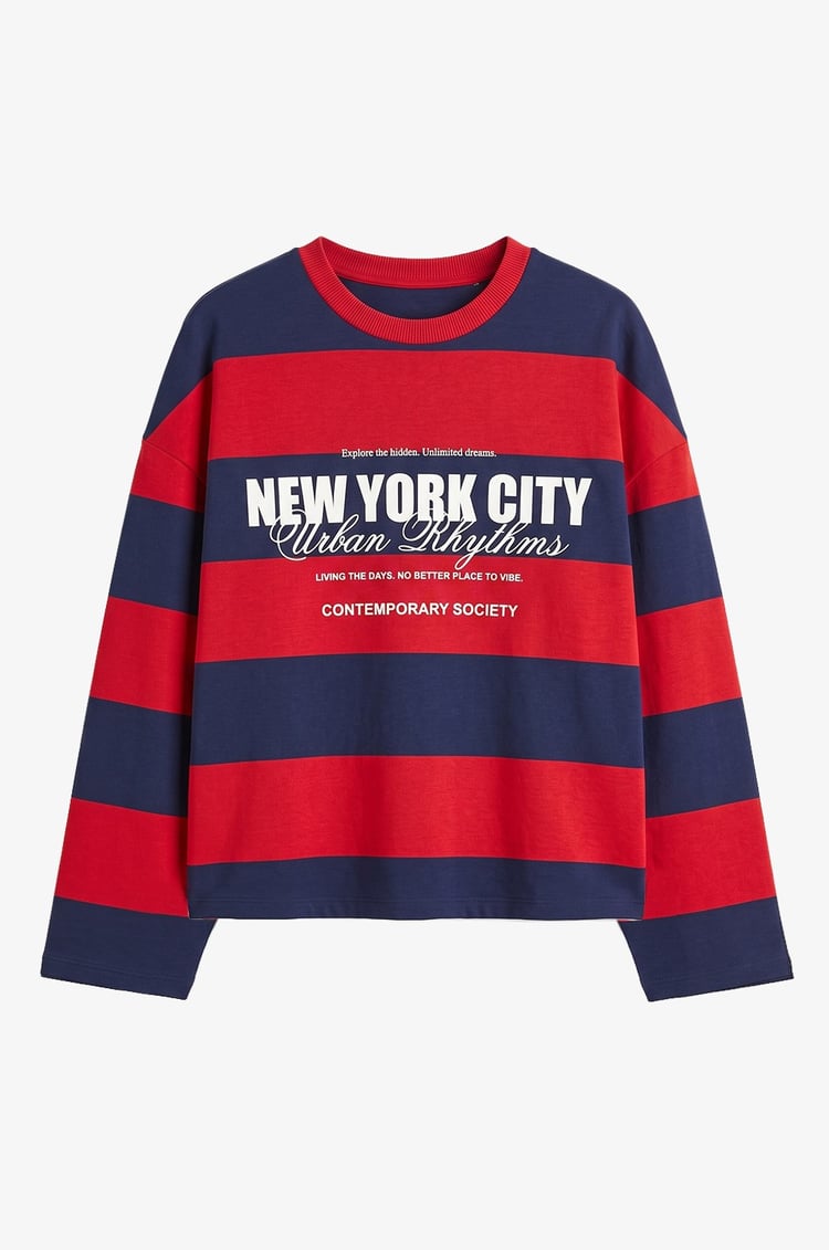 Lacivert New York City Baskılı Sweatshirt