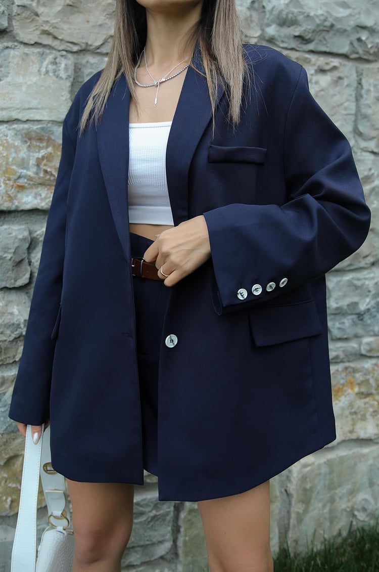 Lacivert Oversize Blazer Ceket