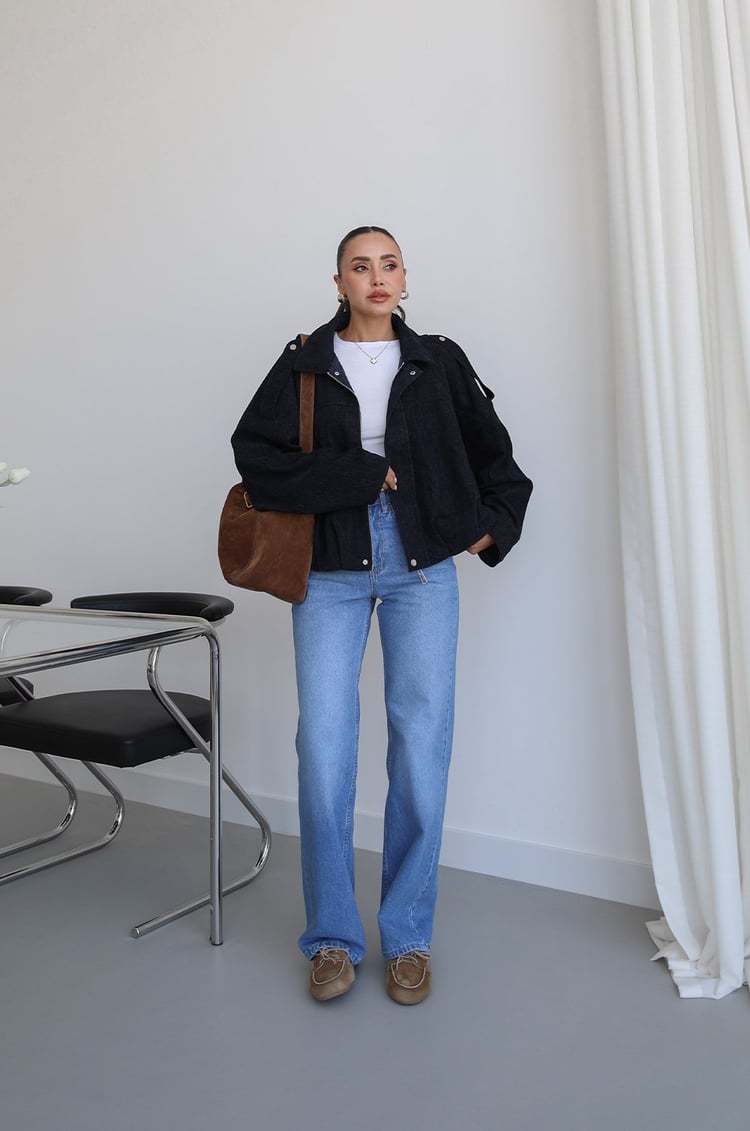 Lacivert Oversize Bomber Ceket