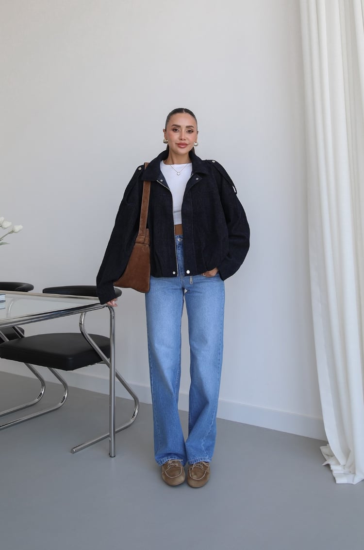 Lacivert Oversize Bomber Ceket