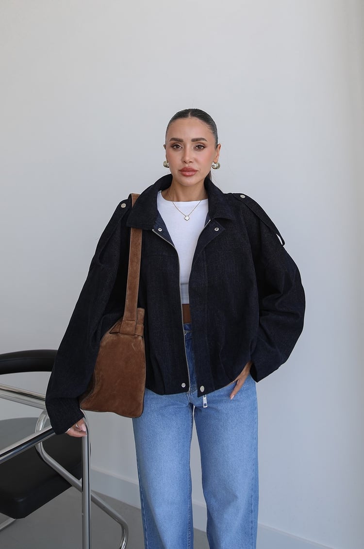 Lacivert Oversize Bomber Ceket