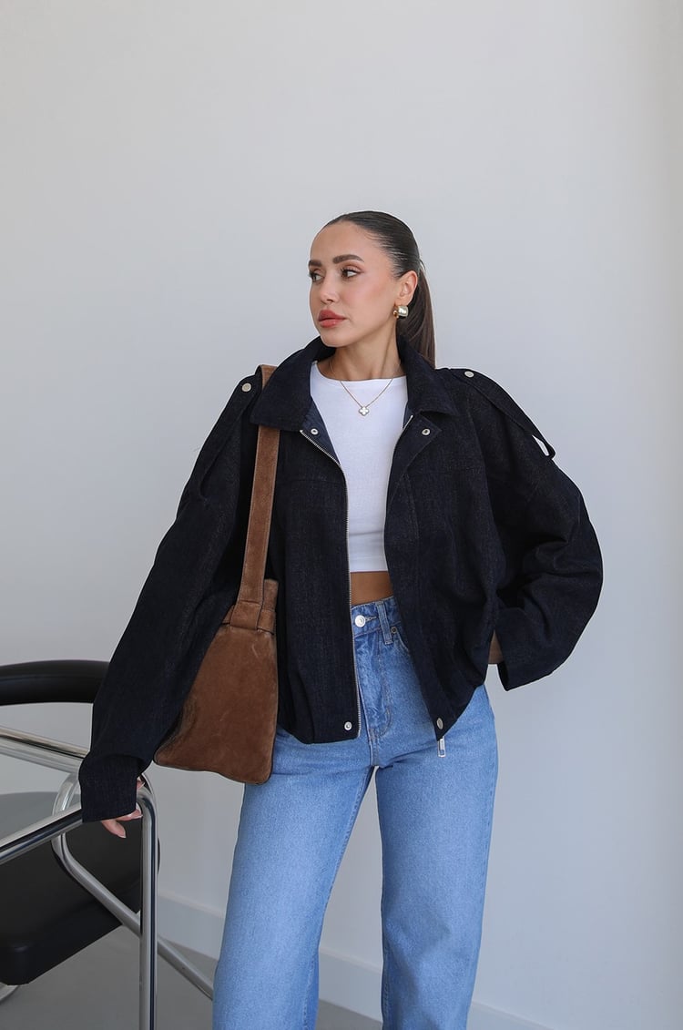 Lacivert Oversize Bomber Ceket