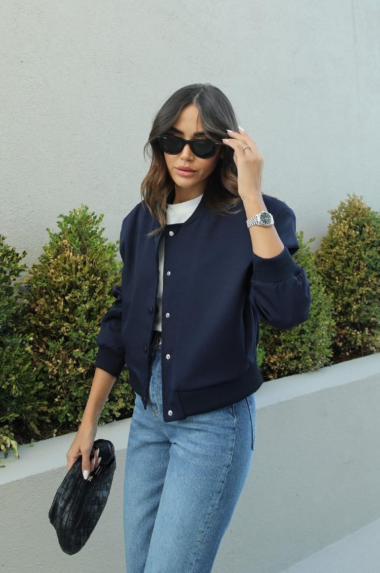 Lacivert Vanessa Bomber Ceket