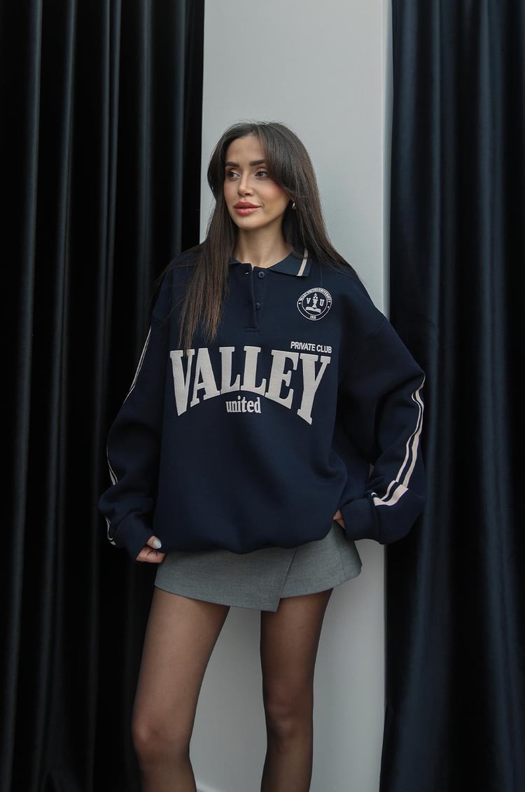 Lacivert Walley Baskılı Sweatshirt