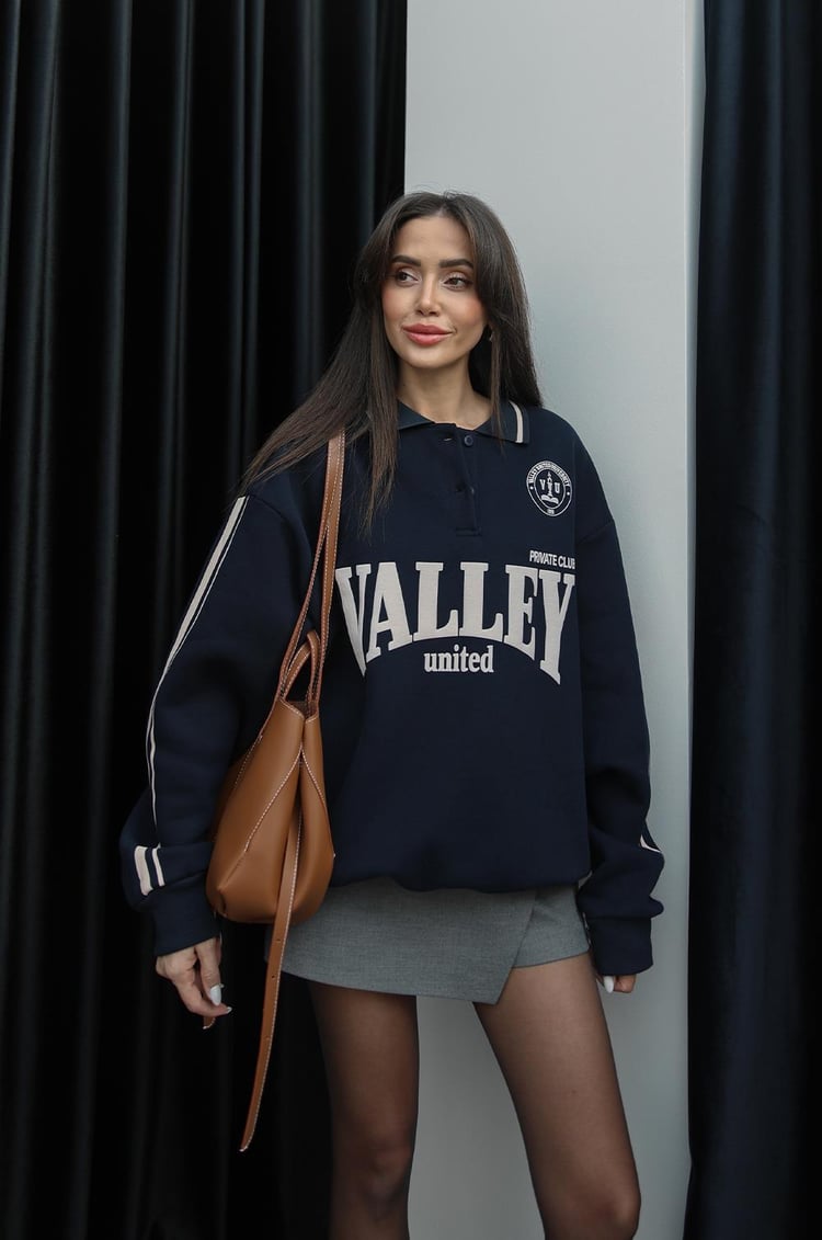 Lacivert Walley Baskılı Sweatshirt
