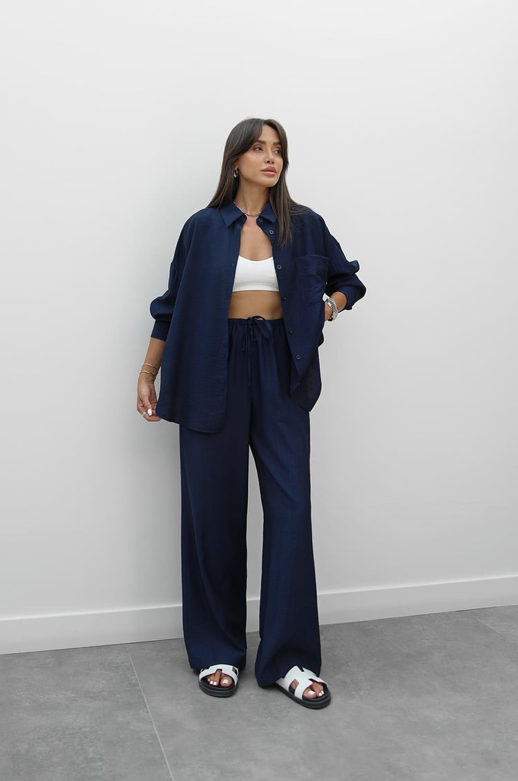 Lacivert Zano Gömlek Pantolon Takım