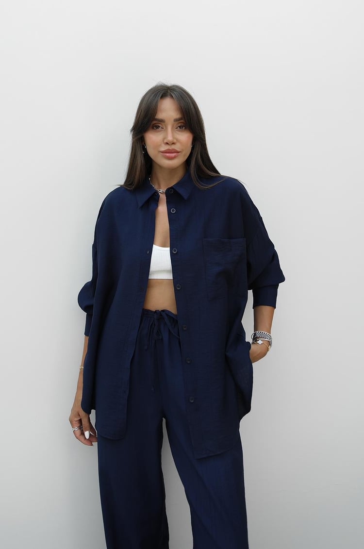 Lacivert Zano Gömlek Pantolon Takım