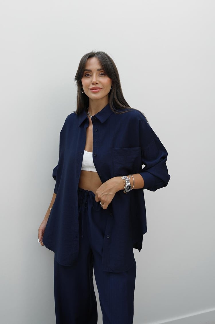 Lacivert Zano Gömlek Pantolon Takım