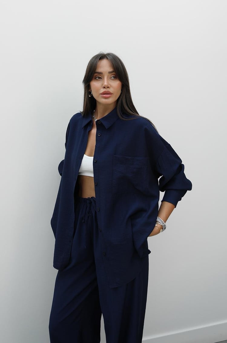 Lacivert Zano Gömlek Pantolon Takım