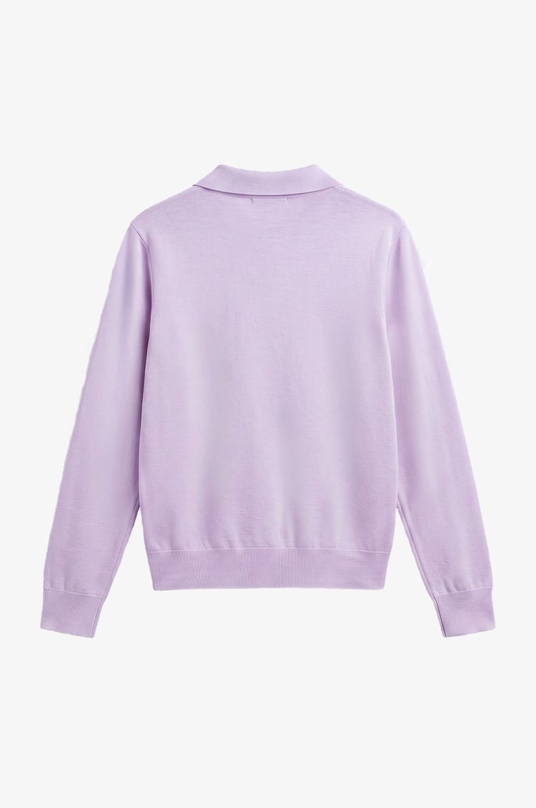 Lila Button Polo Yaka Kazak