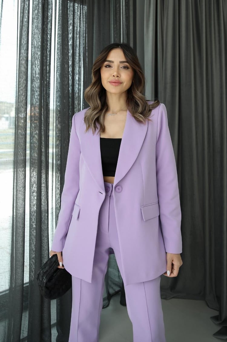 Lila İspanyol Pantolon Blazer Premium Takım