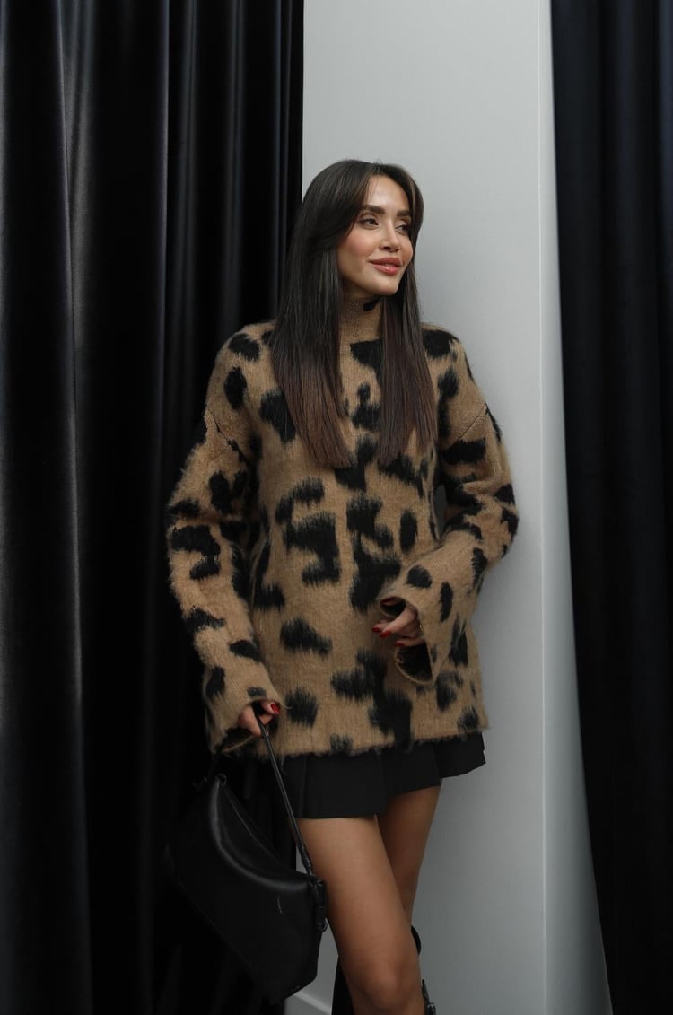 Madison Yarım Balıkçı Leopar Kazak