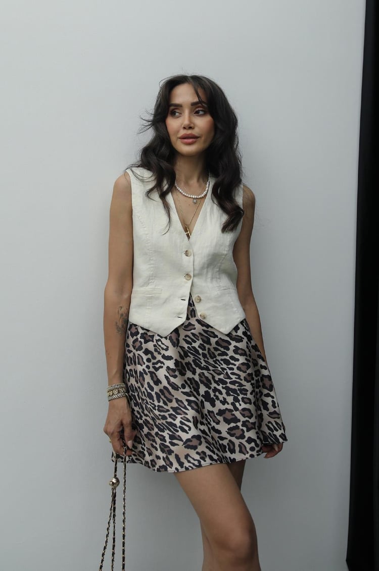 Magali Leopar Desenli Etek