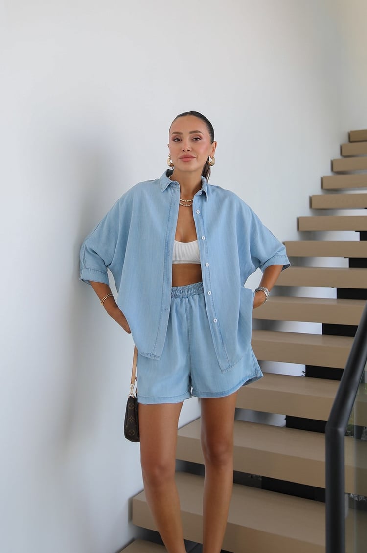 Mavi Aero Şort Gömlek Denim Takım