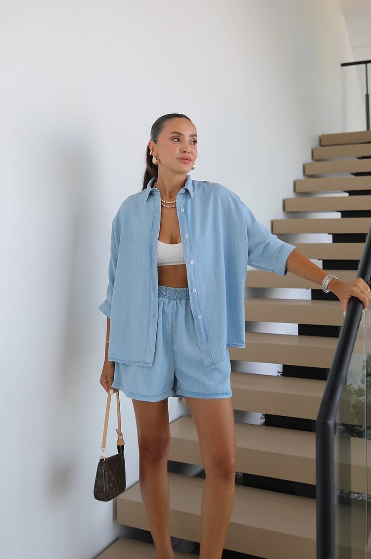 Mavi Aero Şort Gömlek Denim Takım