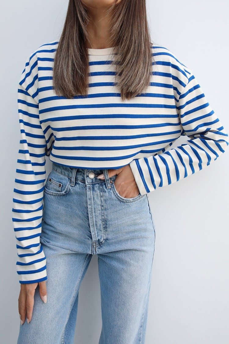 Mavi Çizgili Sweatshirt