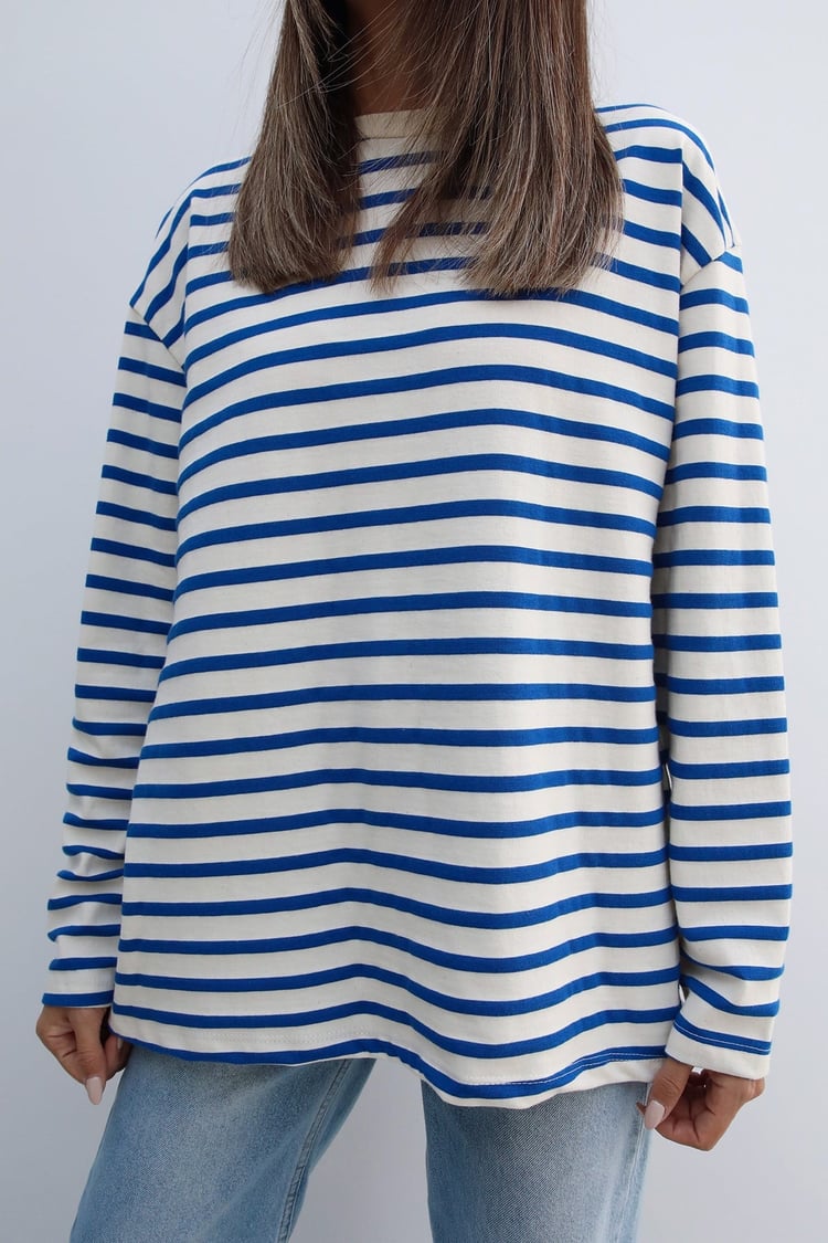 Mavi Çizgili Sweatshirt