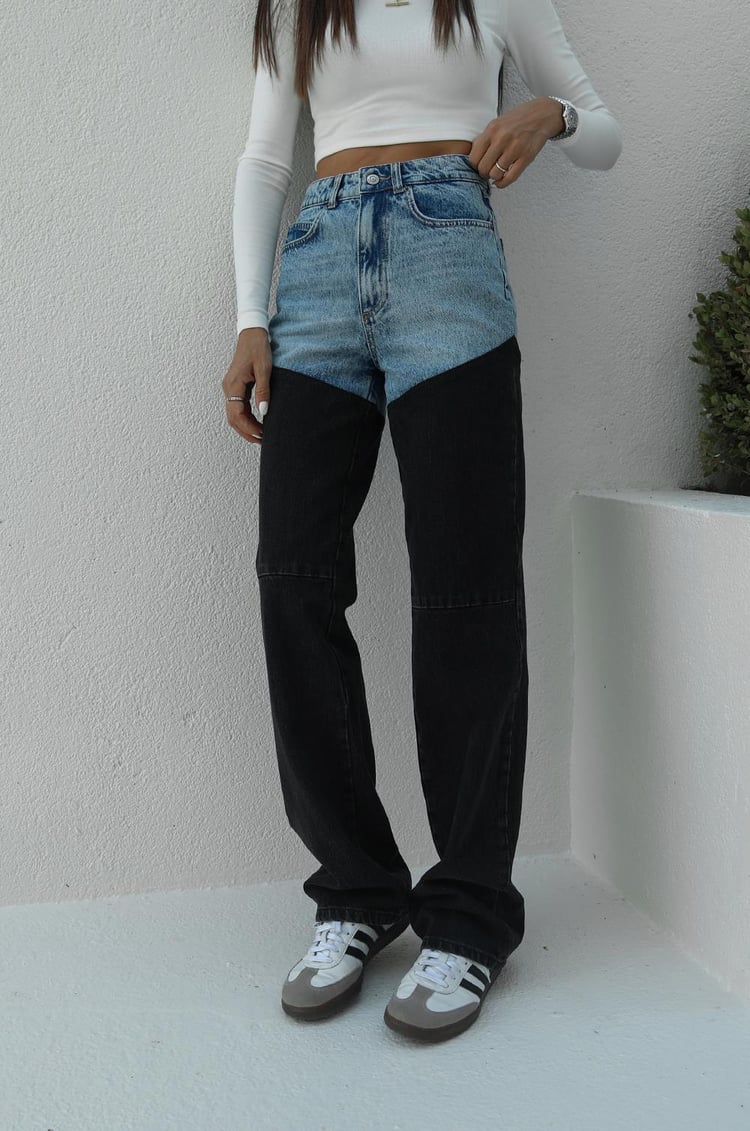 Mavi Füme Çift Renkli Jean