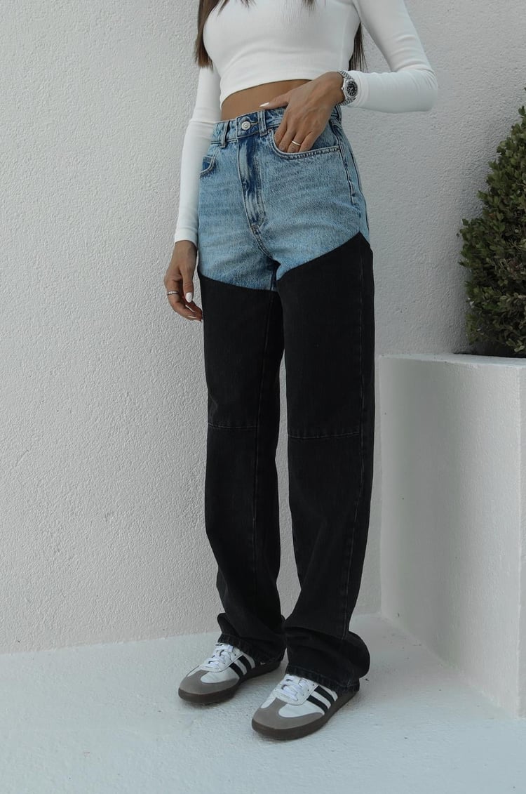 Mavi Füme Çift Renkli Jean