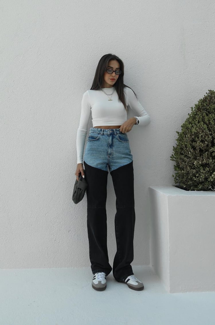 Mavi Füme Çift Renkli Jean