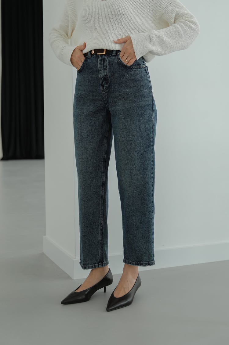 Mavi Kemerli Skater Jean