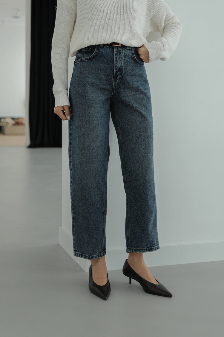 Mavi Kemerli Skater Jean