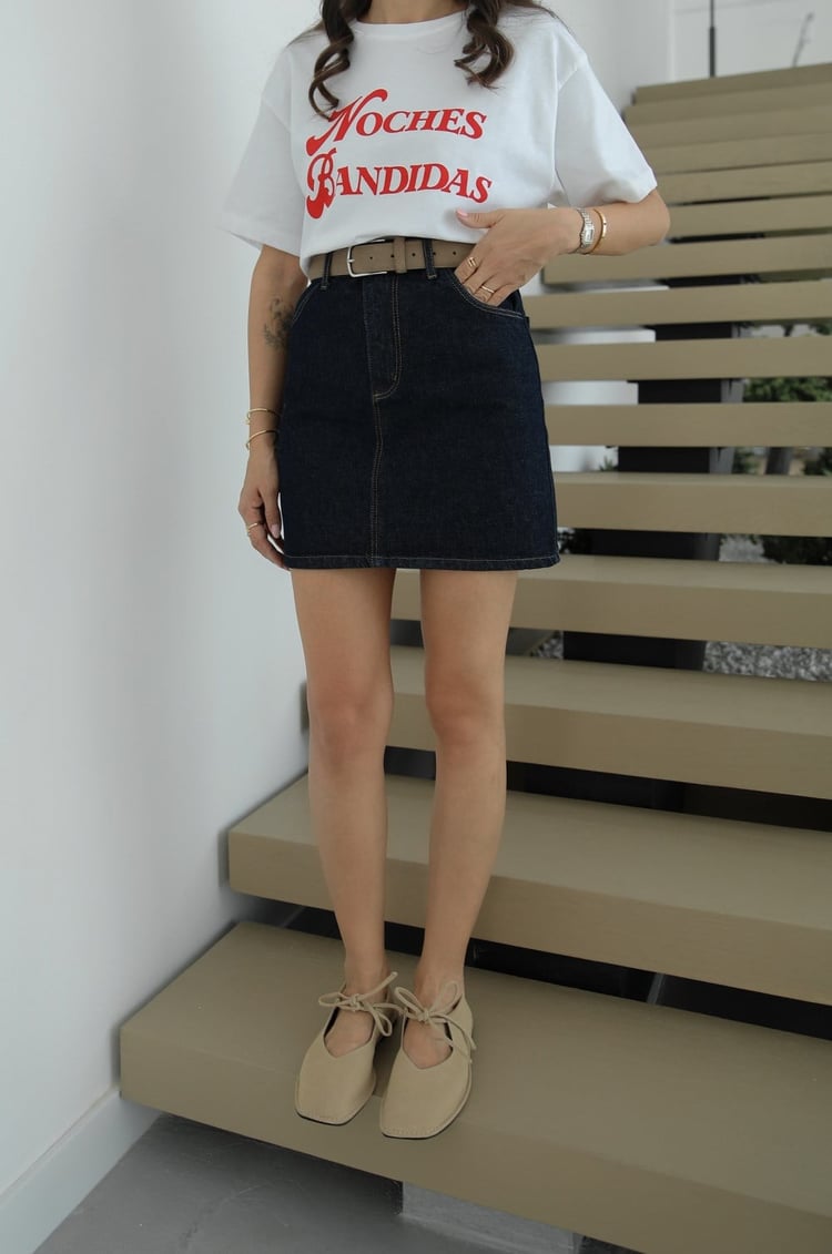 Mavi Kısa Denim Etek
