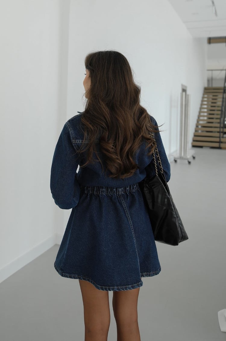Mavi Lavin Çıtçıt Kapamalı Denim Elbise