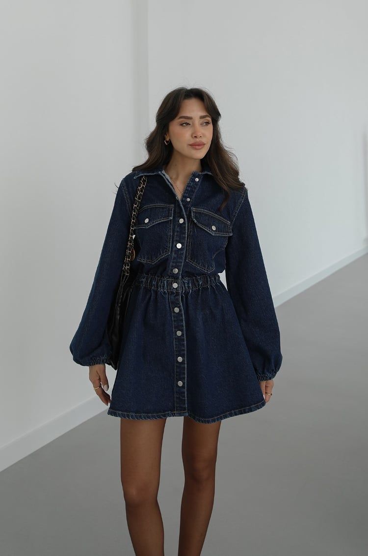 Mavi Lavin Çıtçıt Kapamalı Denim Elbise