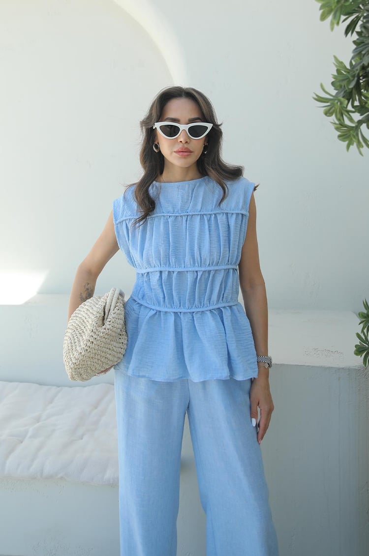 Mavi Layer Bluz Pantolon Takım