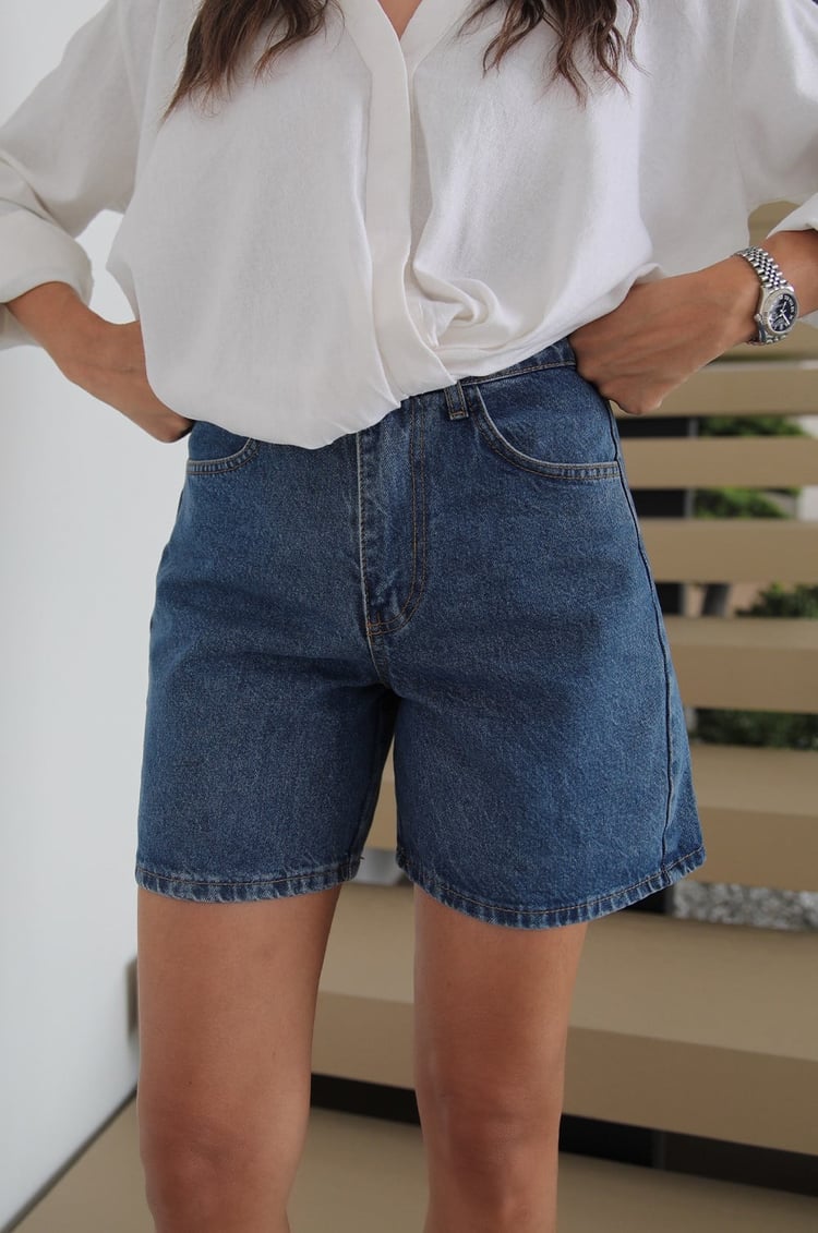 Mavi Mason Yüksek Bel Denim Şort