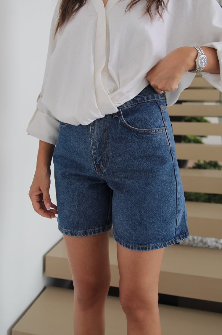 Mavi Mason Yüksek Bel Denim Şort