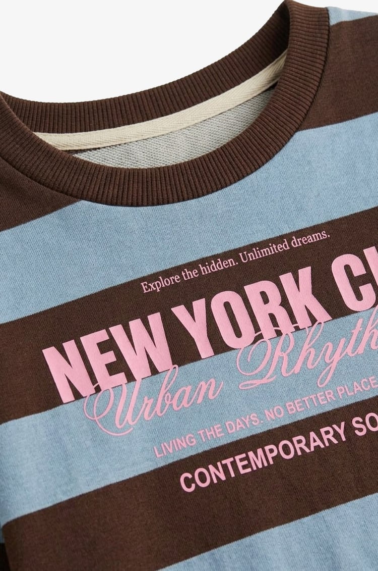 Mavi New York City Baskılı Sweatshirt