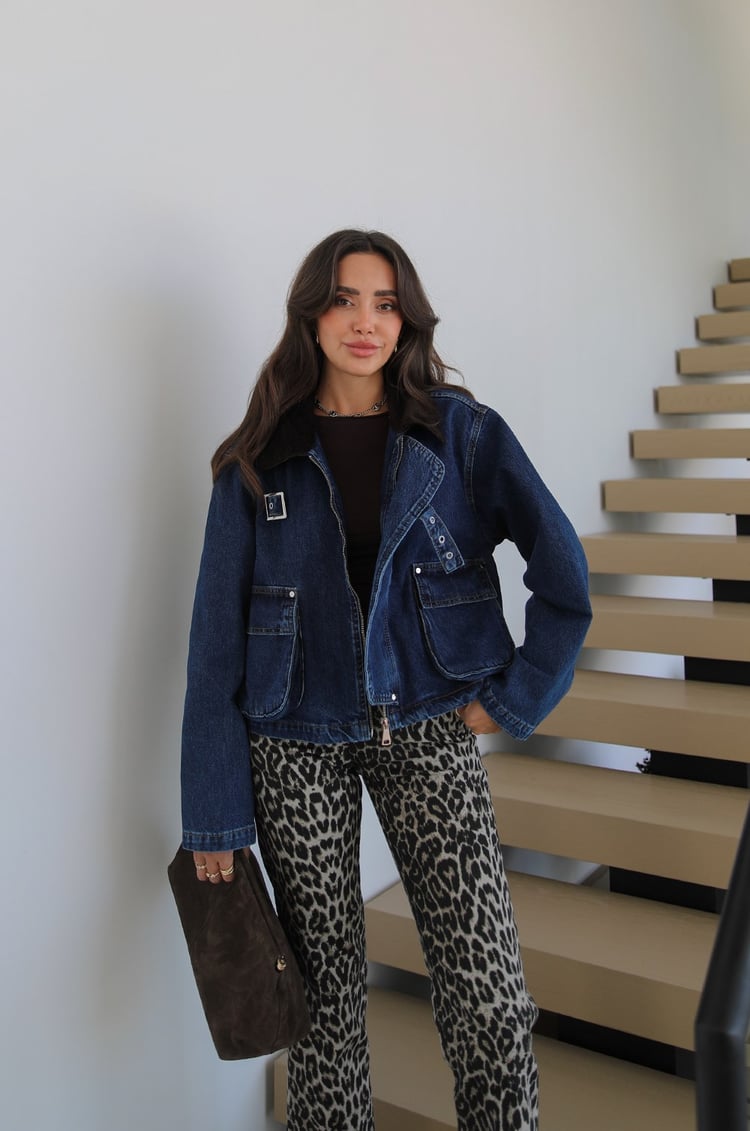 Mavi Önü Apolet Detaylı Denim Ceket