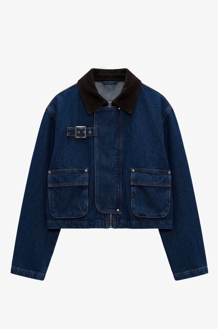 Mavi Önü Apolet Detaylı Denim Ceket