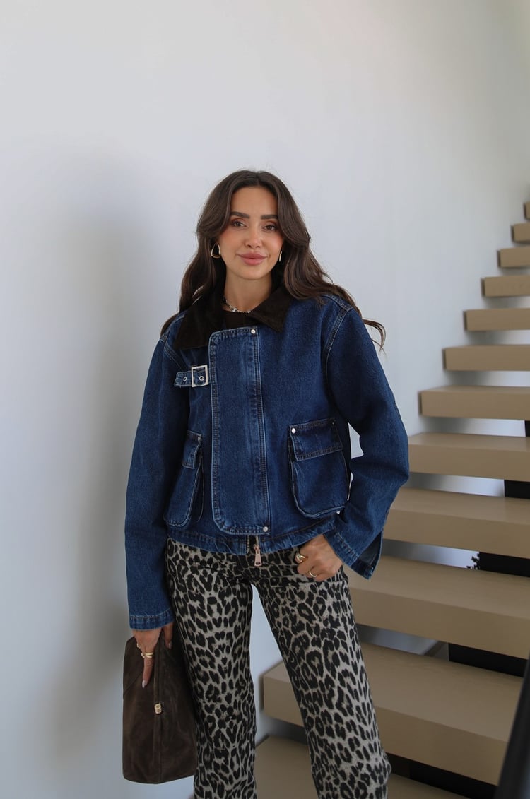 Mavi Önü Apolet Detaylı Denim Ceket